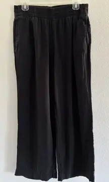 Old Navy Pants Womens Medium Black High Rise Wide Leg Linen Coastal Resort Beach