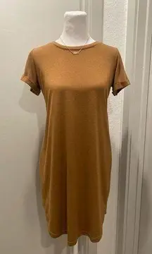 Cotton On  Casual Brown Short Sleeve Crew Neck T-Shirt Mini Dress - XXS