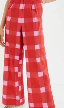 Anthropologie porridge preppy plaid wide leg pants