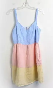 Cynthia Rowley Linen Colorblock Sleeveless Sun Dress New Size Small