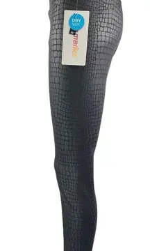 NEW Marika Ebony Black Faux Croc Leather Skinny Leg Trousers Leggings Pants Sz M