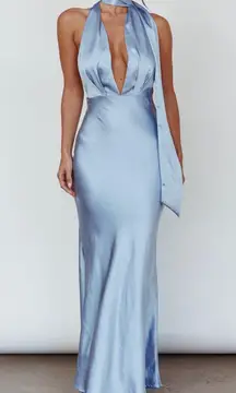 Selfie Leslie Italia Azure Halterneck Maxi Dress Blue