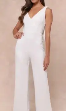 Lulus white sequin jumpsuit