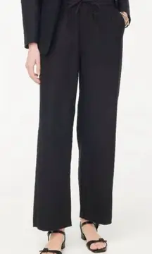 NWT J. Crew Linen-blend Slim Wide-leg Drawstring Pant Black