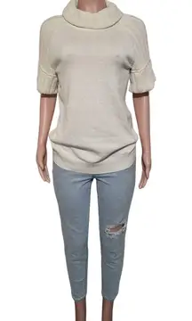 Pulp off-white Short sleeve ribbed blend with cotton turtleneck knit sweater size M