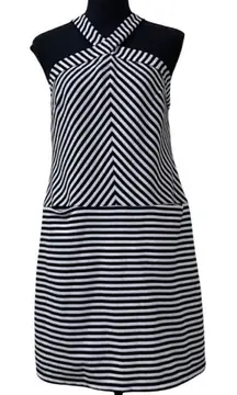 KAARI Blue Stripe Halter Neck Dress(Size Small)