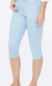 NYDJ  Skinny Capri Diamond Side Seam Mica Blue Size 8 Cropped Lift Tuck