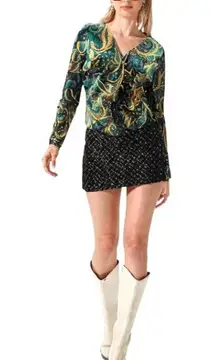 Y2K 2000'S VELVET PAISLEY SPARKLY JEWEL TONE JACKET‎ S/M XSCAPE