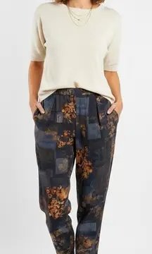 Peruvian Connection Tapered Ankle Pants Viscose Abstract Leaf Print Size 8