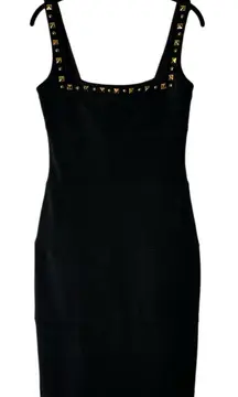 Vintage Cache Cocktail Party Dress 90s Y2K Black Studded Size 8