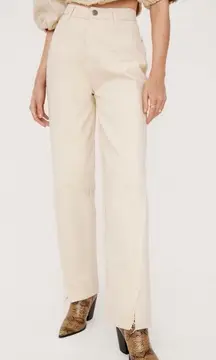 Nasty Gal Ecru Seam Split Hem Straight Leg High Waisted Jeans Size 4