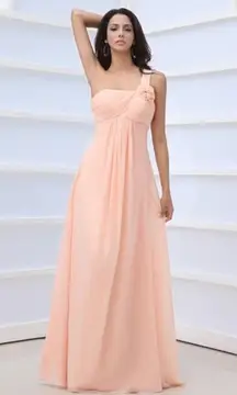 One Shoulder Formal Maxi Dress in Peach