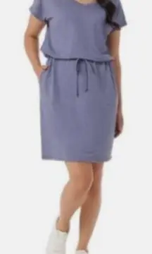 32 Degrees Cool Heather Ash Blue Soft Lux Elastic Waist Casual Dress Size S