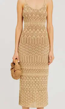 New Torn by Ronny Kobo “Vanessa” Gold Dress – Size L –- MSRP $268