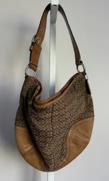 Coach VINTAGE Hobo Shoulder Bag 6351 Tan Signature Canvas Leather Trim Purse Y2K