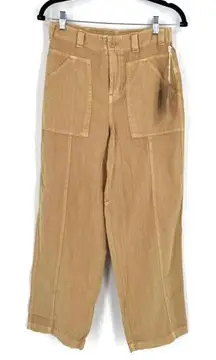 NWT Universal Thread High Rise Cropped Wide Leg Cargo Pants Beige Tan Size 2‎