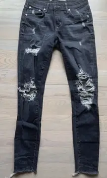 Lovers and friends dark gray distressed jeans