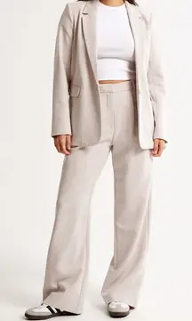 NEW Abercrombie Curve Love Sloane Tailored Wide Leg Pant 32/14 SHORT Light Taupe
