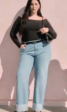 ABERCROMBIE & FITCH 90'S Relaxed High-Rise‎ Curve Love Cuff Hem JEANS 24W Long