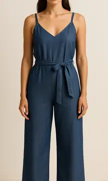Bridge & Burn Elena Denim Chambray Wide-Leg Jumpsuit – Size XL