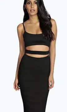 Tanya strappy cut out midi dress black