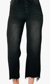 Judy Blue High Rise Button Fly Wide Leg Crop Jeans- Ivory Gem size 18 W