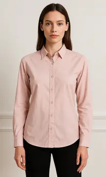 Babaton Women Shirt XXS Pink Cotton Button Down Long Sleeve Collared Preppy