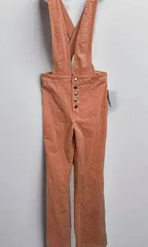 Gianna Bini Corduroy Overalls Peach Pink Flared Legs Women’s M