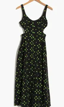 Topshop NWT  Cutout Fit & Flare Cotton Dress Black Green