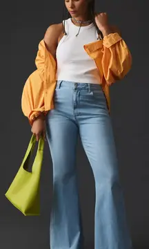 Anthropologie Pilcro Tulip Mid-Rise Flare Light Wash Stretchy‎ Jeans Size 26