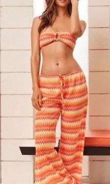 NEW Trina Turk Sunray Crochet Slit Pant Flare Swimsuit Coverup Size Medium -$162