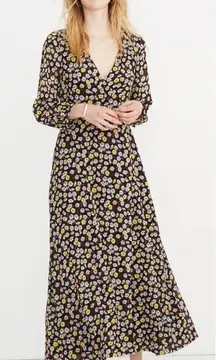 Madewell Wrap-Front V-Neck‎ Maxi Dress in French Floral True Black Size 2