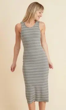 Marine layer  Lexi Rib Daytime Midi Dress Stripe