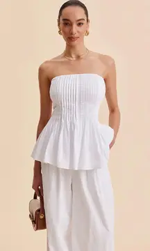 White Strapless Peplum Top Commense Small