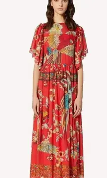 NWOT red Valentino bird of paradise forest dress