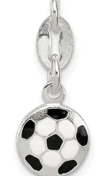 Sterling Silver Enameled Soccer Ball Charm