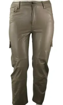 Abercrombie & Fitch The 90s Relaxed Faux Leather Vegan Cargo High Rise Pants 32