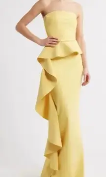 CHIARA BONI La Petite Robe Eliska Ruffle Strapless Gown Soleil Size IT 50/ US 14