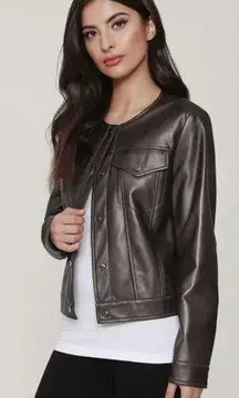 Dolce Cabo Faux Leather Denim Jacket Metallic