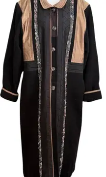 80’s Bonnie Durant Vintage Wool Trench Coat Silk Taffeta M Medium