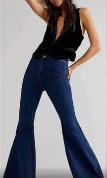 WE THE FREE Just Float On Super Flare Jeans Size 24 High Rise Bell Bottoms New