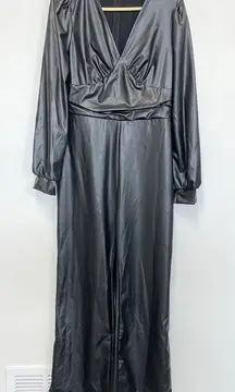 Yozy Black Faux‎ Leather jumpsuit - Size L