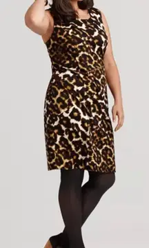 Calvin Klein Leopard Print Sleeveless Sheath Dress Animal Print SZ 10‎