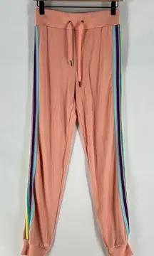 Electric Yoga Sundrop Jogger Pants‎ Womens Size S Pink Rainbow Side Stripes
