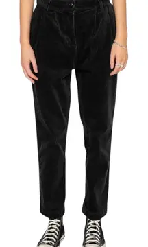 Deus Ex Machina Annie Pant Black Corduroy Pleated High Rise Size 12 NWT Punk