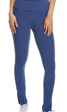 We Wore What high rise slit hem fold over blue leggings size small