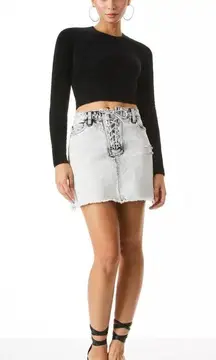 NWT HIGH RISE DENIM FRONT LACE UP SKIRT Verona White size 24