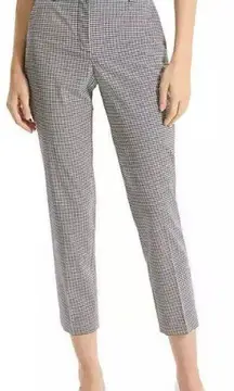 Theory Micro Houndstooth Plaid Wool Trouser Pants Size 2 Straight Leg Careerwear