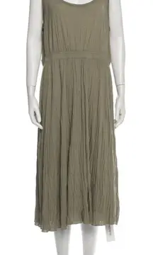 Vince Scoop Neck Pleated Midi Tank Dress in Moss‎ Green Size Large Lagenlook