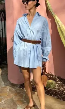 AGOLDE Mazie Long Sleeve Nonstretch Denim Shirtdress in Wash Vague Size Medium